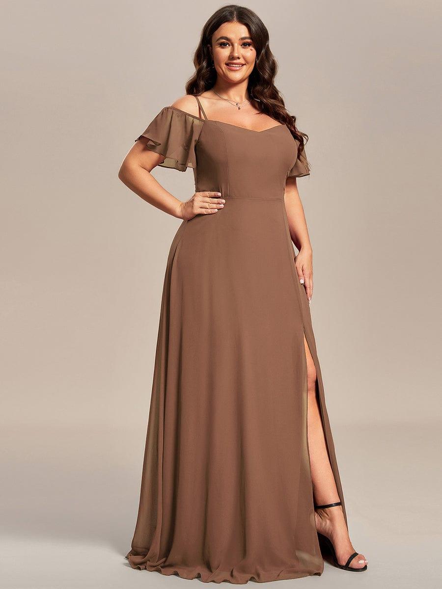 REYA|Stylish Cold Shoulder Flare Sleeves Flowy Bridesmaid Dress