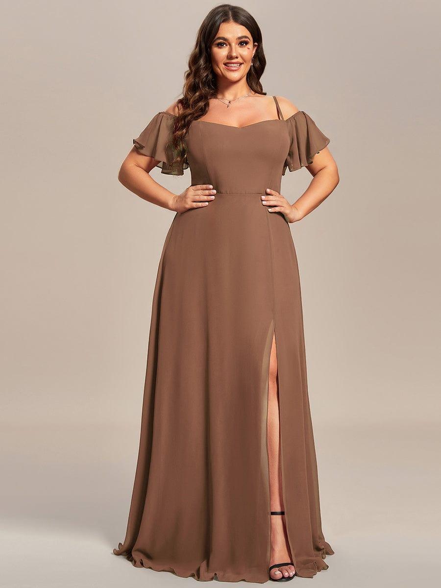 REYA|Stylish Cold Shoulder Flare Sleeves Flowy Bridesmaid Dress