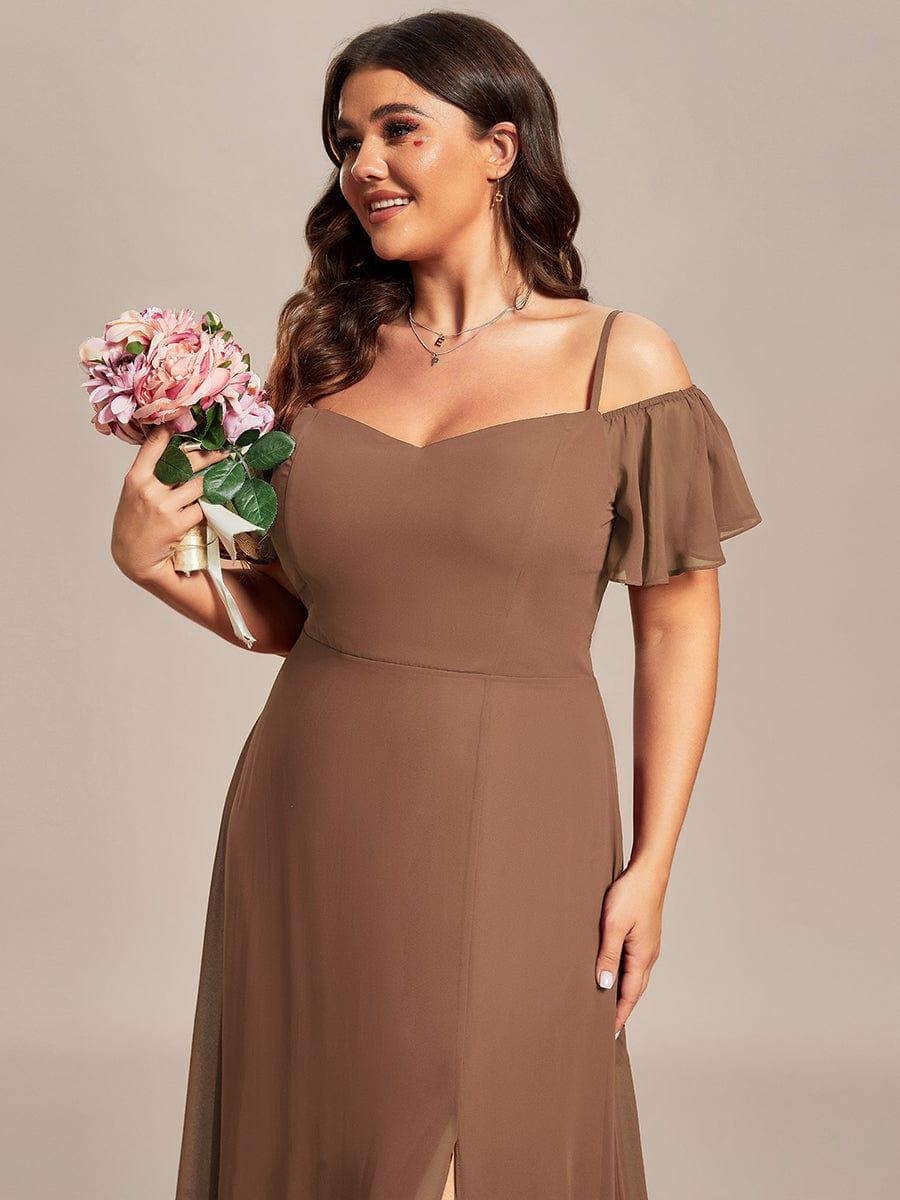 REYA|Stylish Cold Shoulder Flare Sleeves Flowy Bridesmaid Dress