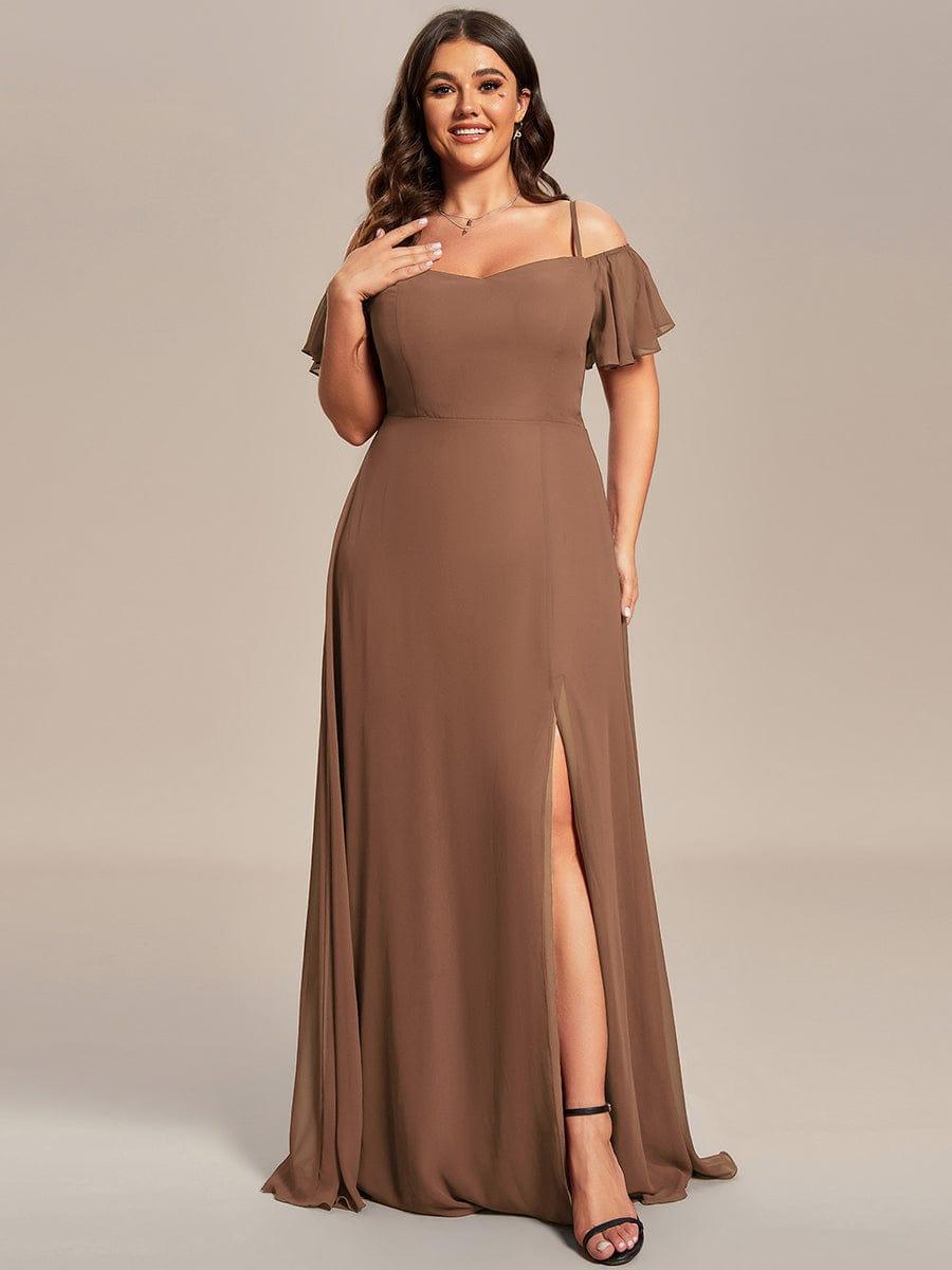 REYA|Stylish Cold Shoulder Flare Sleeves Flowy Bridesmaid Dress