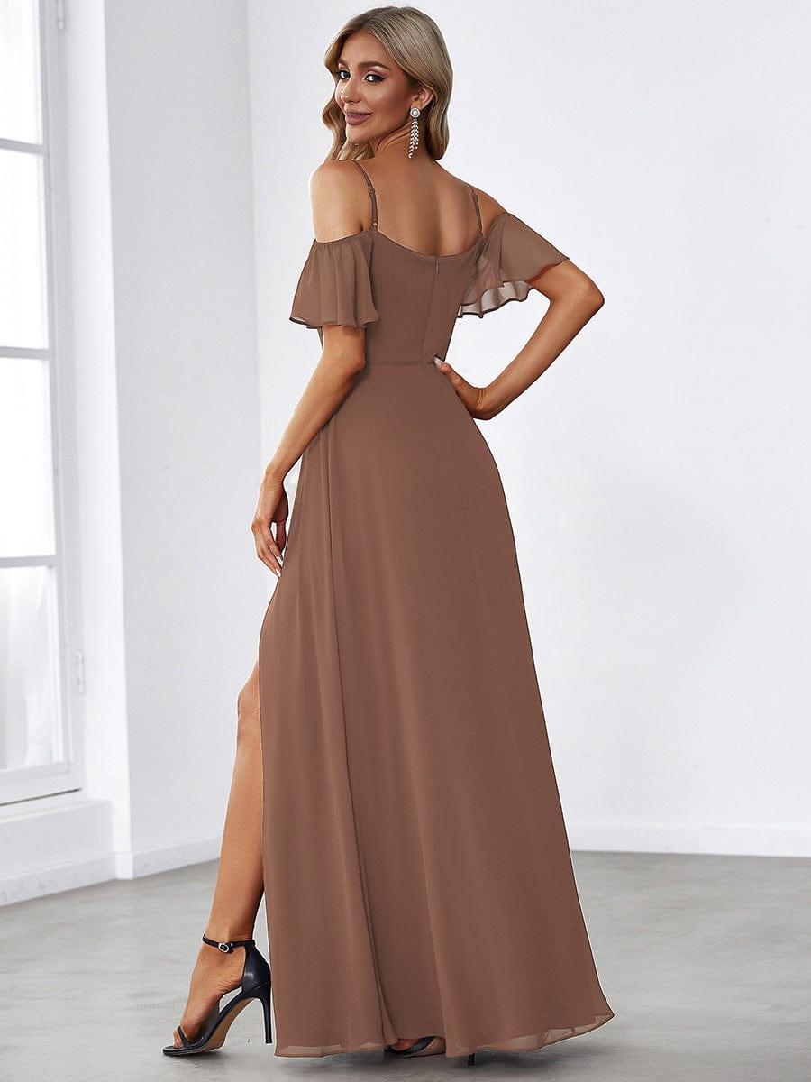 REYA|Stylish Cold Shoulder Flare Sleeves Flowy Bridesmaid Dress