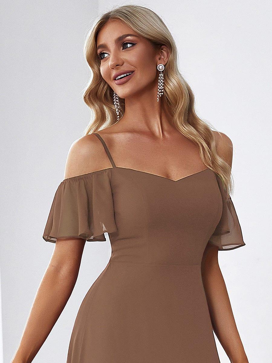 REYA|Stylish Cold Shoulder Flare Sleeves Flowy Bridesmaid Dress