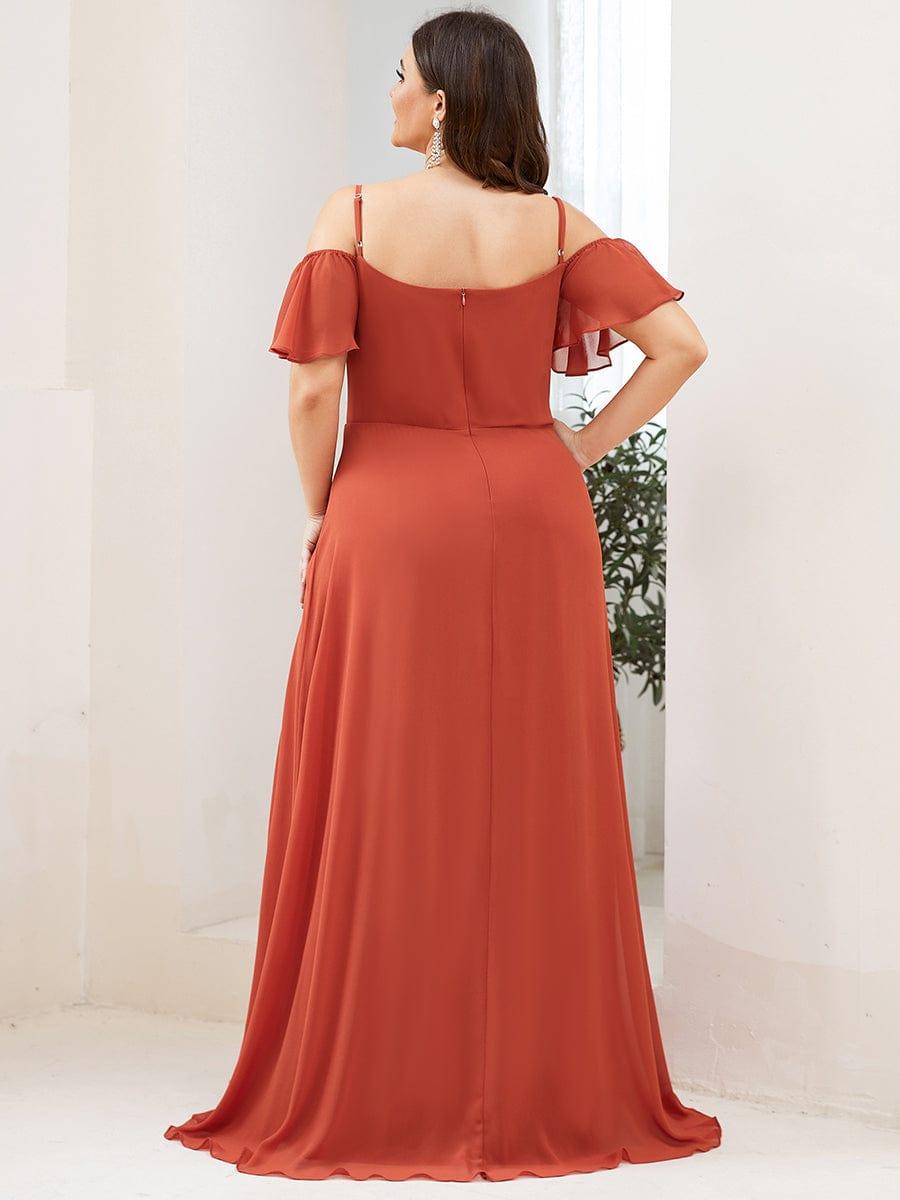 REYA|Stylish Cold Shoulder Flare Sleeves Flowy Bridesmaid Dress