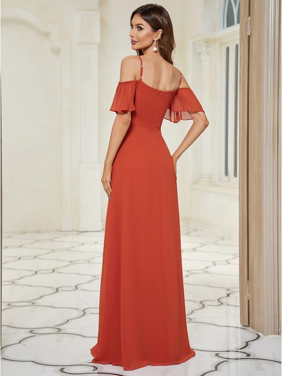 REYA|Stylish Cold Shoulder Flare Sleeves Flowy Bridesmaid Dress