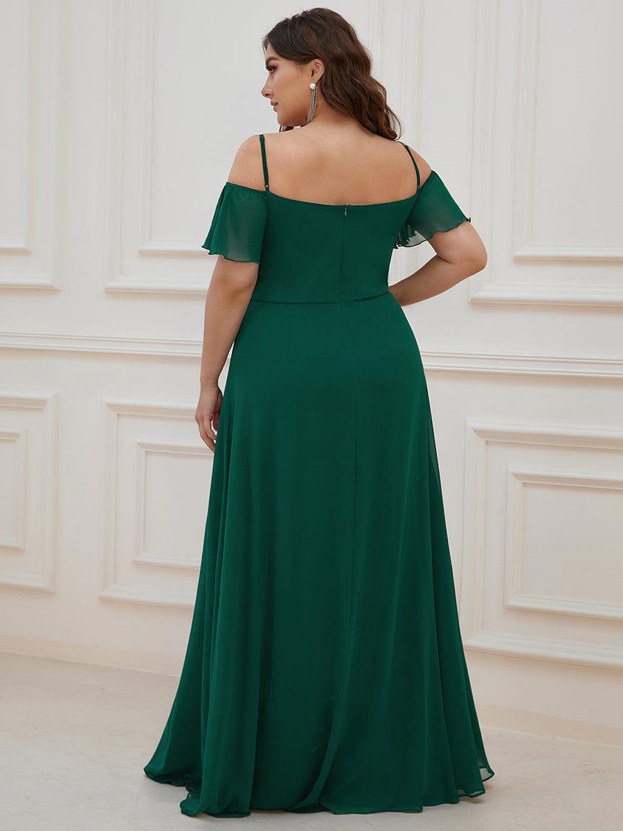 REYA|Stylish Cold Shoulder Flare Sleeves Flowy Bridesmaid Dress