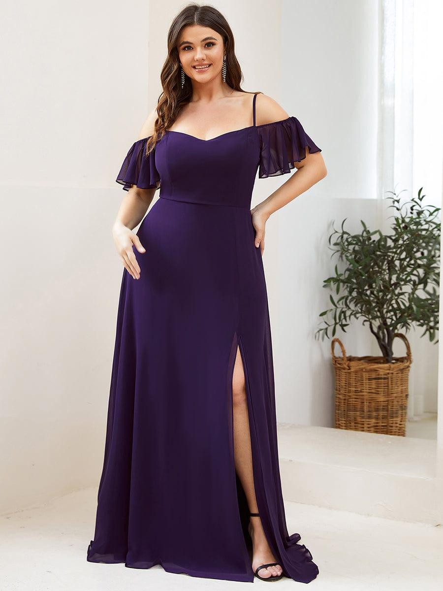REYA|Stylish Cold Shoulder Flare Sleeves Flowy Bridesmaid Dress