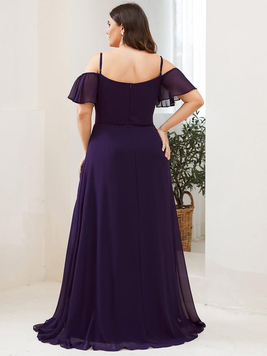 REYA|Stylish Cold Shoulder Flare Sleeves Flowy Bridesmaid Dress