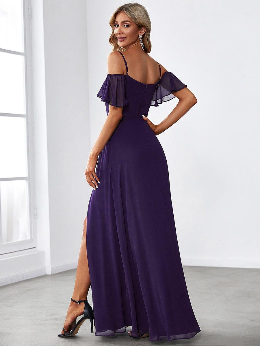 REYA|Stylish Cold Shoulder Flare Sleeves Flowy Bridesmaid Dress