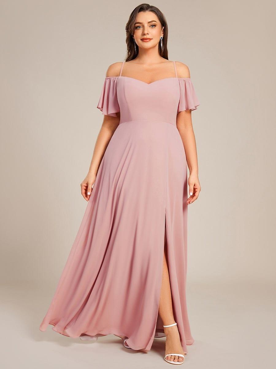 REYA|Stylish Cold Shoulder Flare Sleeves Flowy Bridesmaid Dress