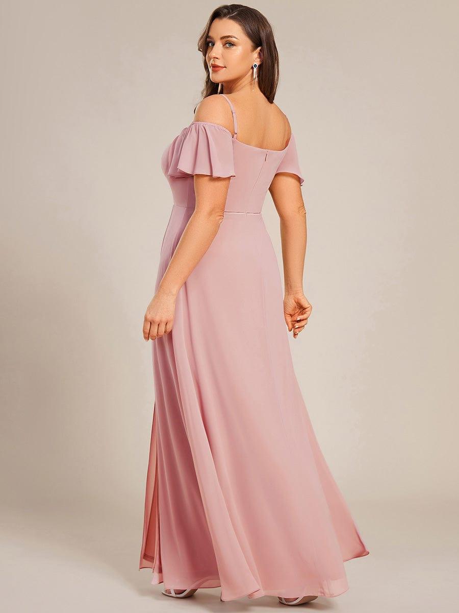 REYA|Stylish Cold Shoulder Flare Sleeves Flowy Bridesmaid Dress