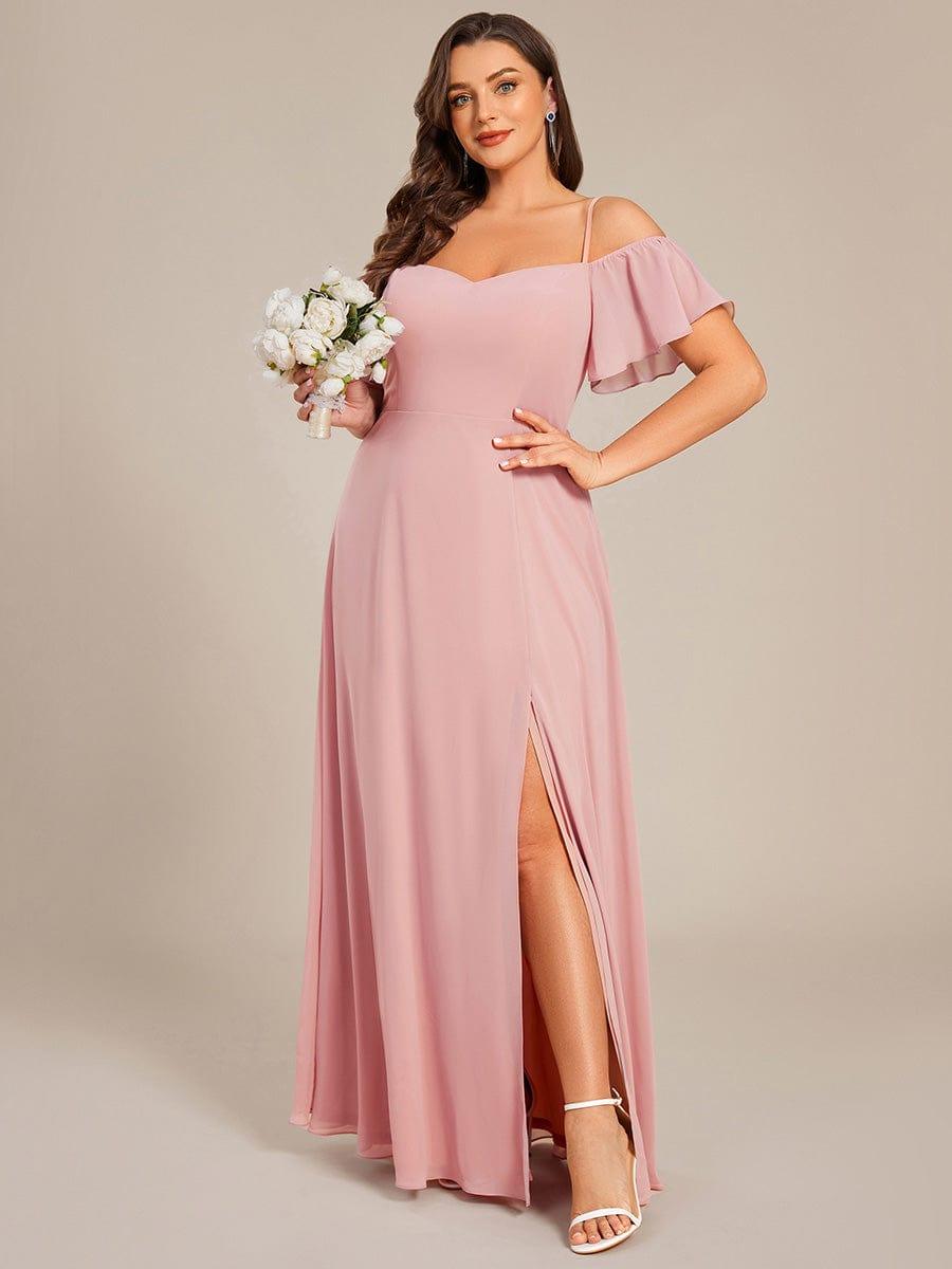 REYA|Stylish Cold Shoulder Flare Sleeves Flowy Bridesmaid Dress