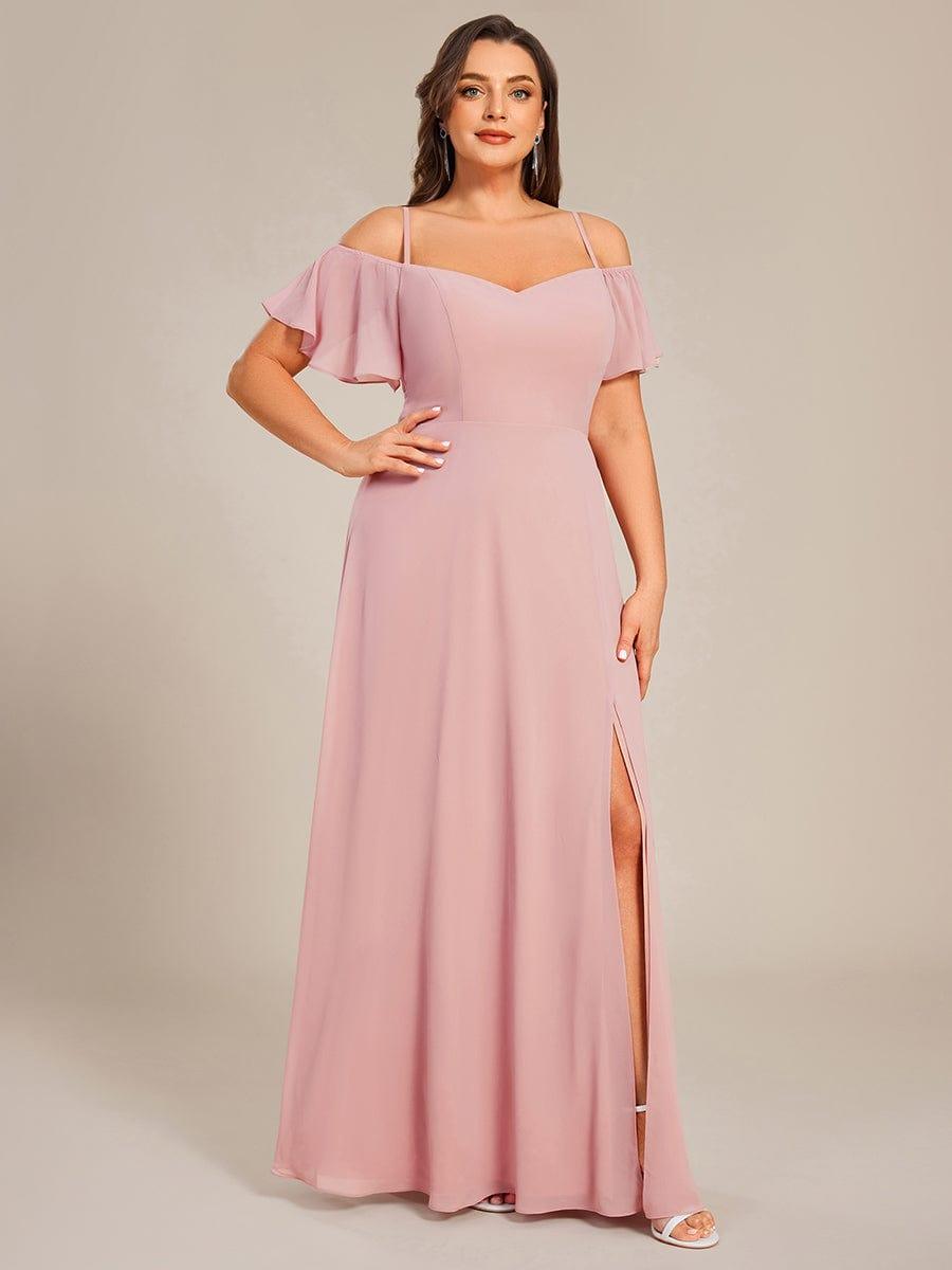 REYA|Stylish Cold Shoulder Flare Sleeves Flowy Bridesmaid Dress
