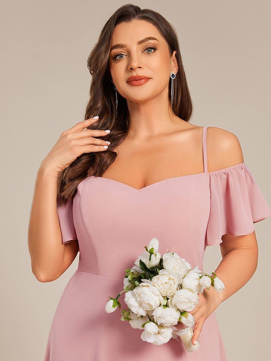 REYA|Stylish Cold Shoulder Flare Sleeves Flowy Bridesmaid Dress