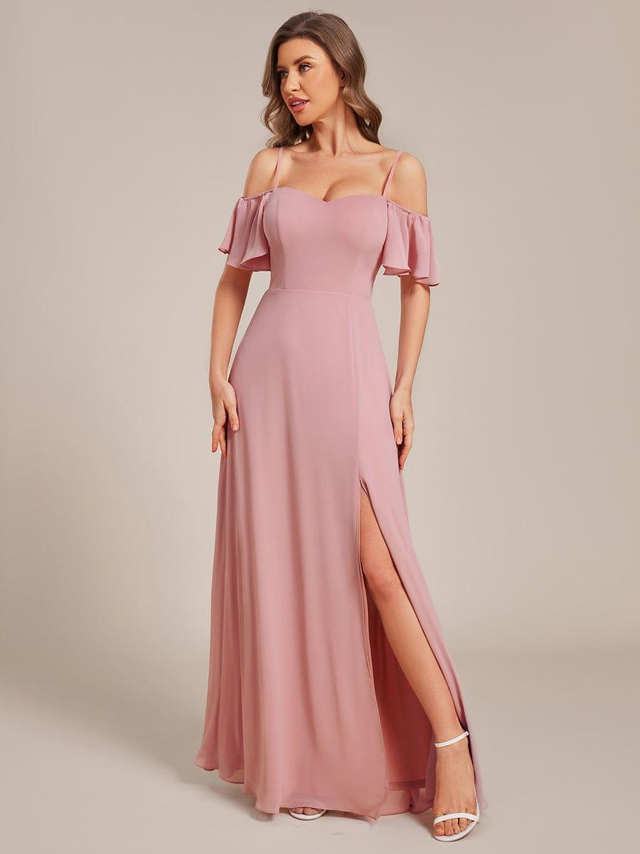 REYA|Stylish Cold Shoulder Flare Sleeves Flowy Bridesmaid Dress
