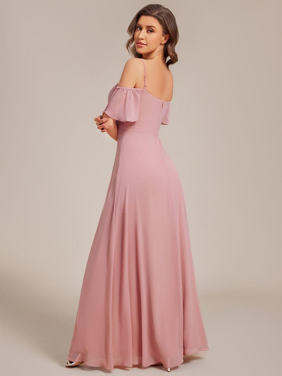 REYA|Stylish Cold Shoulder Flare Sleeves Flowy Bridesmaid Dress