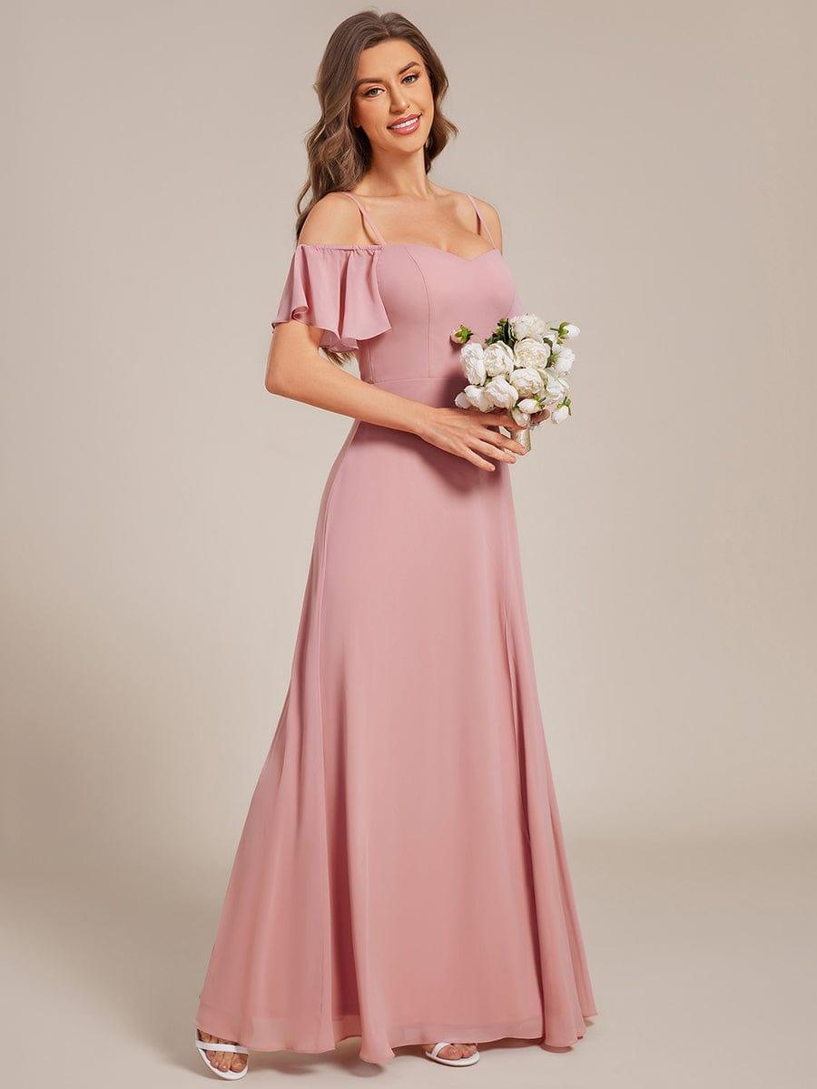REYA|Stylish Cold Shoulder Flare Sleeves Flowy Bridesmaid Dress