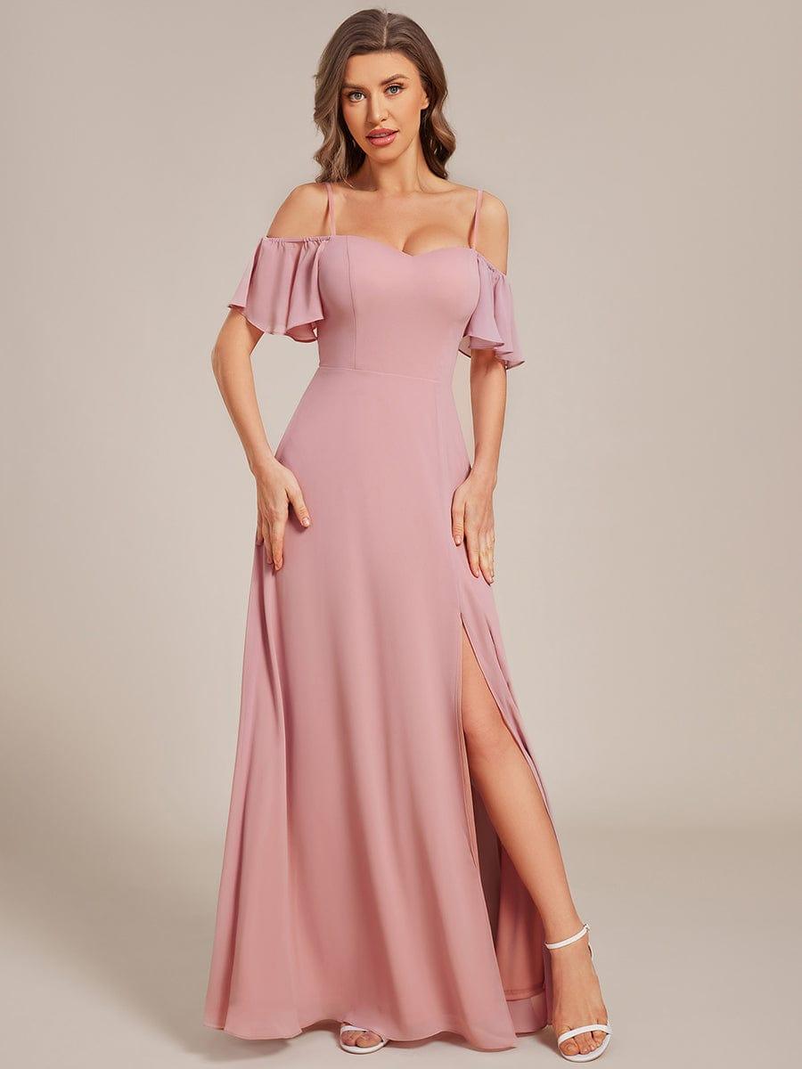 REYA|Stylish Cold Shoulder Flare Sleeves Flowy Bridesmaid Dress