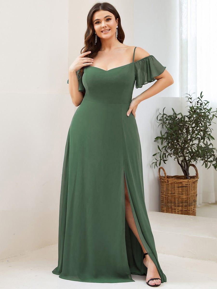 REYA|Stylish Cold Shoulder Flare Sleeves Flowy Bridesmaid Dress