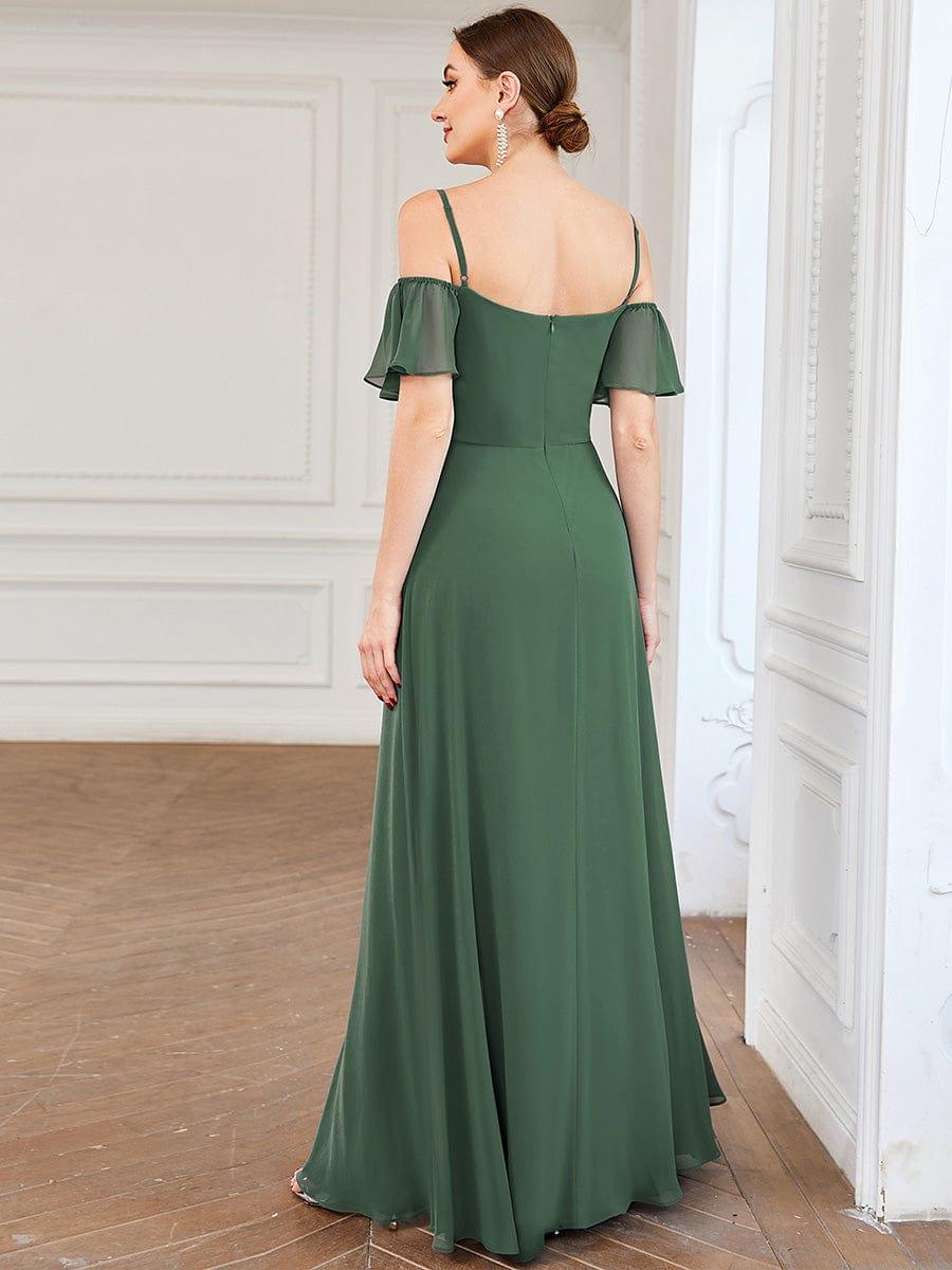 REYA|Stylish Cold Shoulder Flare Sleeves Flowy Bridesmaid Dress