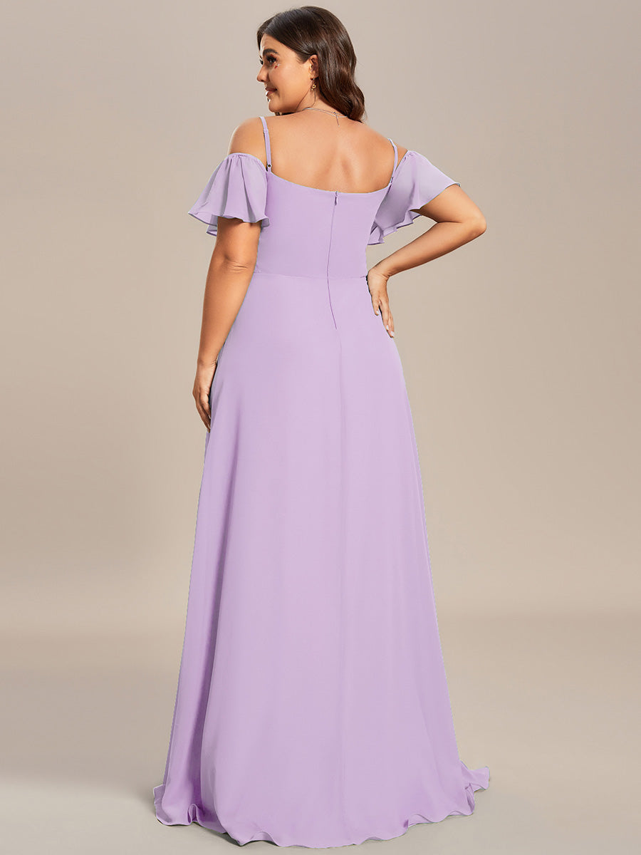 REYA|Stylish Cold Shoulder Flare Sleeves Flowy Bridesmaid Dress