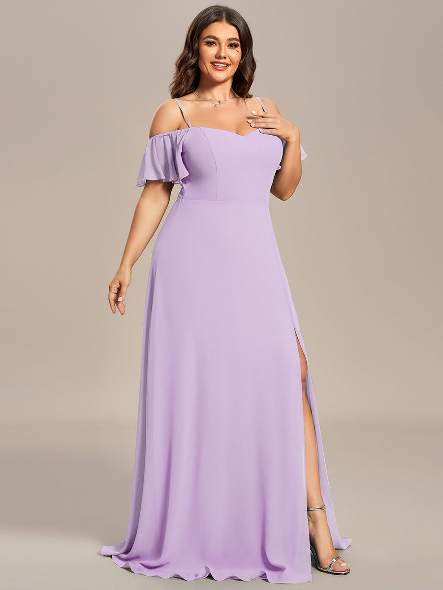 REYA|Stylish Cold Shoulder Flare Sleeves Flowy Bridesmaid Dress