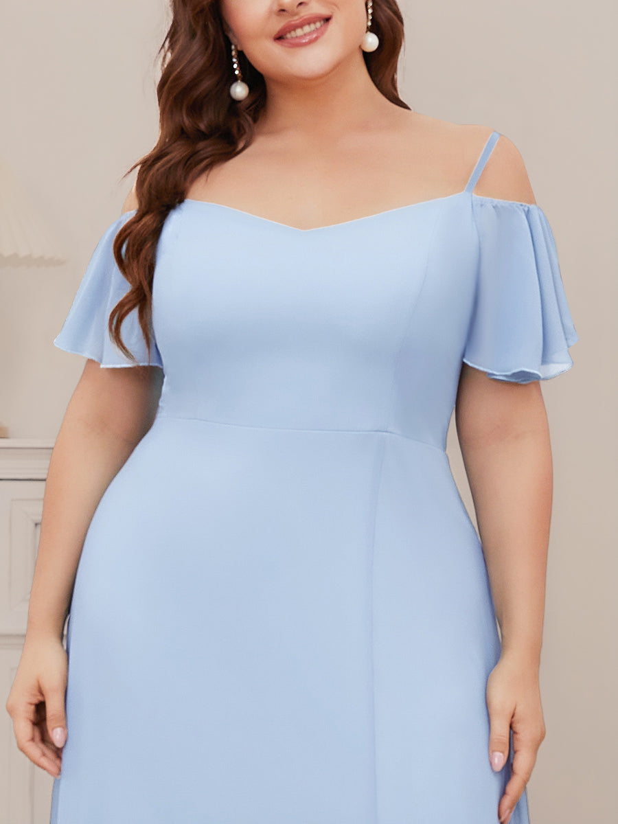 REYA|Stylish Cold Shoulder Flare Sleeves Flowy Bridesmaid Dress