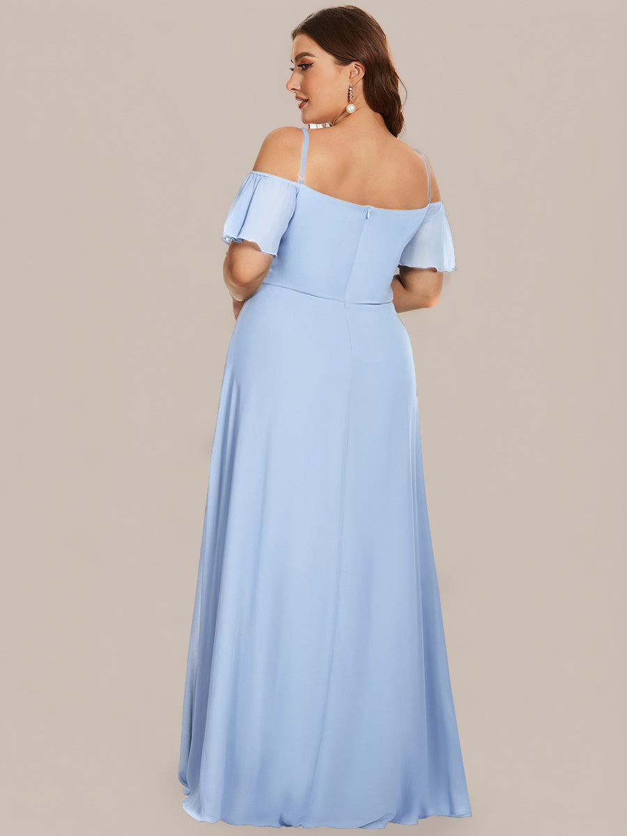 REYA|Stylish Cold Shoulder Flare Sleeves Flowy Bridesmaid Dress