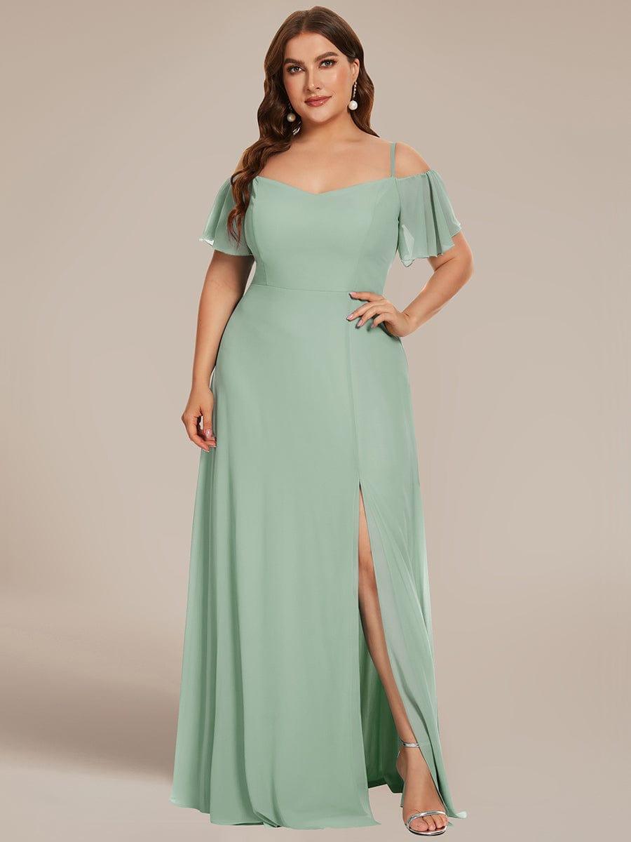 REYA|Stylish Cold Shoulder Flare Sleeves Flowy Bridesmaid Dress