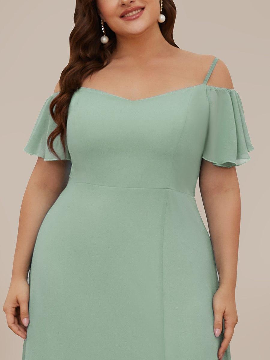 REYA|Stylish Cold Shoulder Flare Sleeves Flowy Bridesmaid Dress