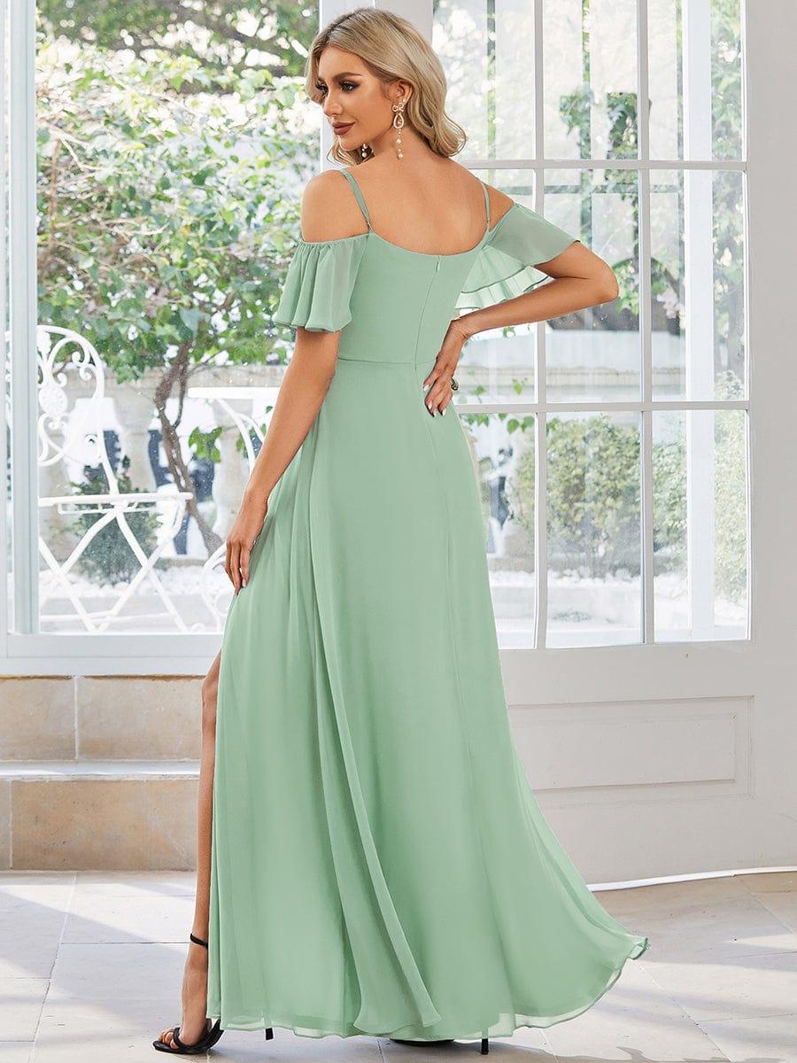 REYA|Stylish Cold Shoulder Flare Sleeves Flowy Bridesmaid Dress