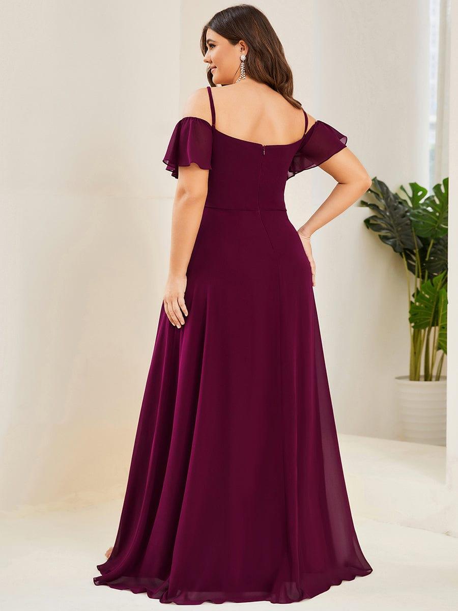 REYA|Stylish Cold Shoulder Flare Sleeves Flowy Bridesmaid Dress