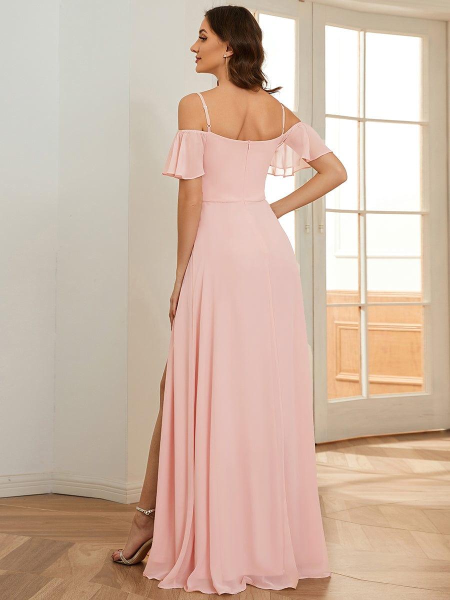 REYA|Stylish Cold Shoulder Flare Sleeves Flowy Bridesmaid Dress