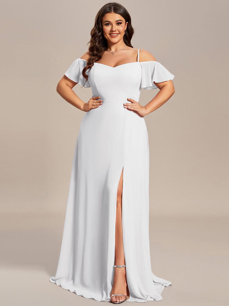 REYA|Stylish Cold Shoulder Flare Sleeves Flowy Bridesmaid Dress