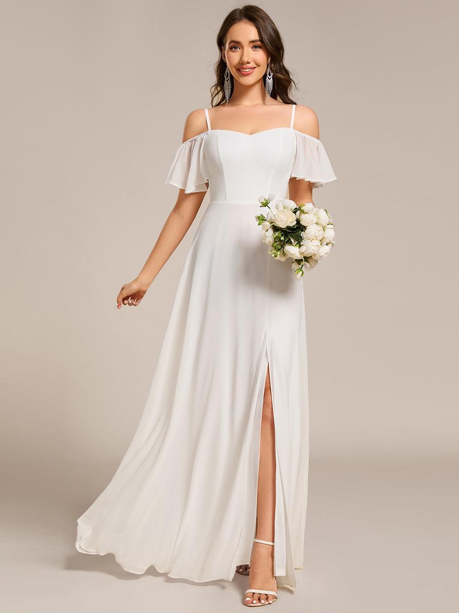 REYA|Stylish Cold Shoulder Flare Sleeves Flowy Bridesmaid Dress