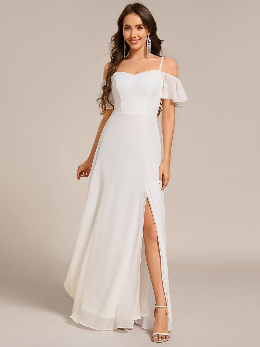 REYA|Stylish Cold Shoulder Flare Sleeves Flowy Bridesmaid Dress