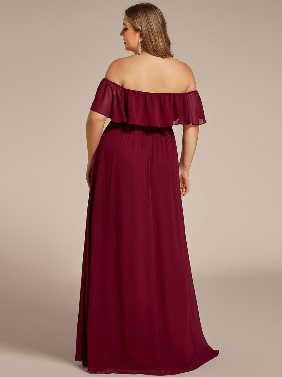 ÉMILE|Plus Size Off the Shoulder Formal Bridesmaid Dress with Thigh Split