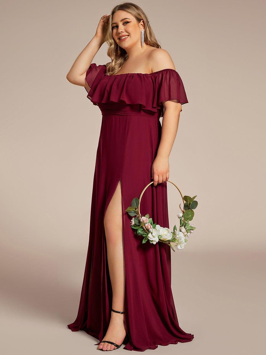 ÉMILE|Plus Size Off the Shoulder Formal Bridesmaid Dress with Thigh Split