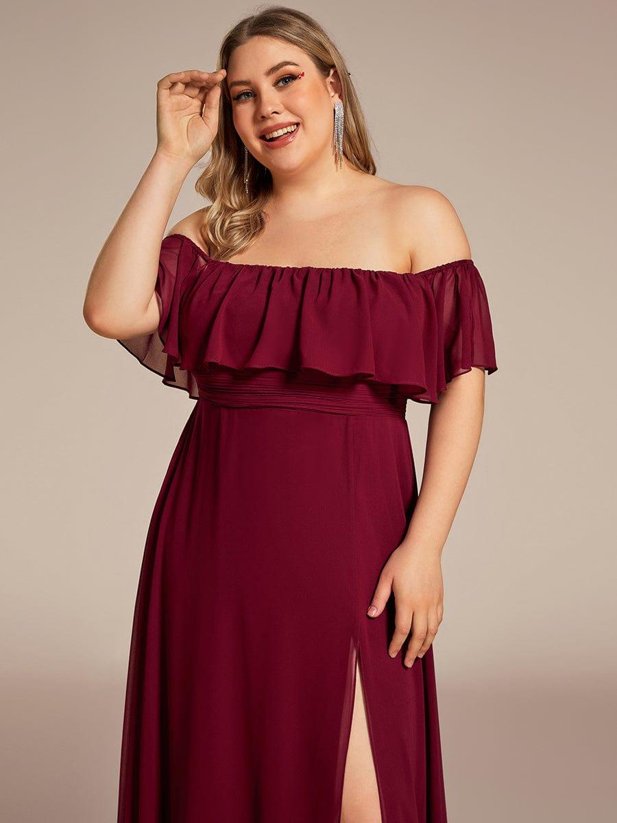 ÉMILE|Plus Size Off the Shoulder Formal Bridesmaid Dress with Thigh Split