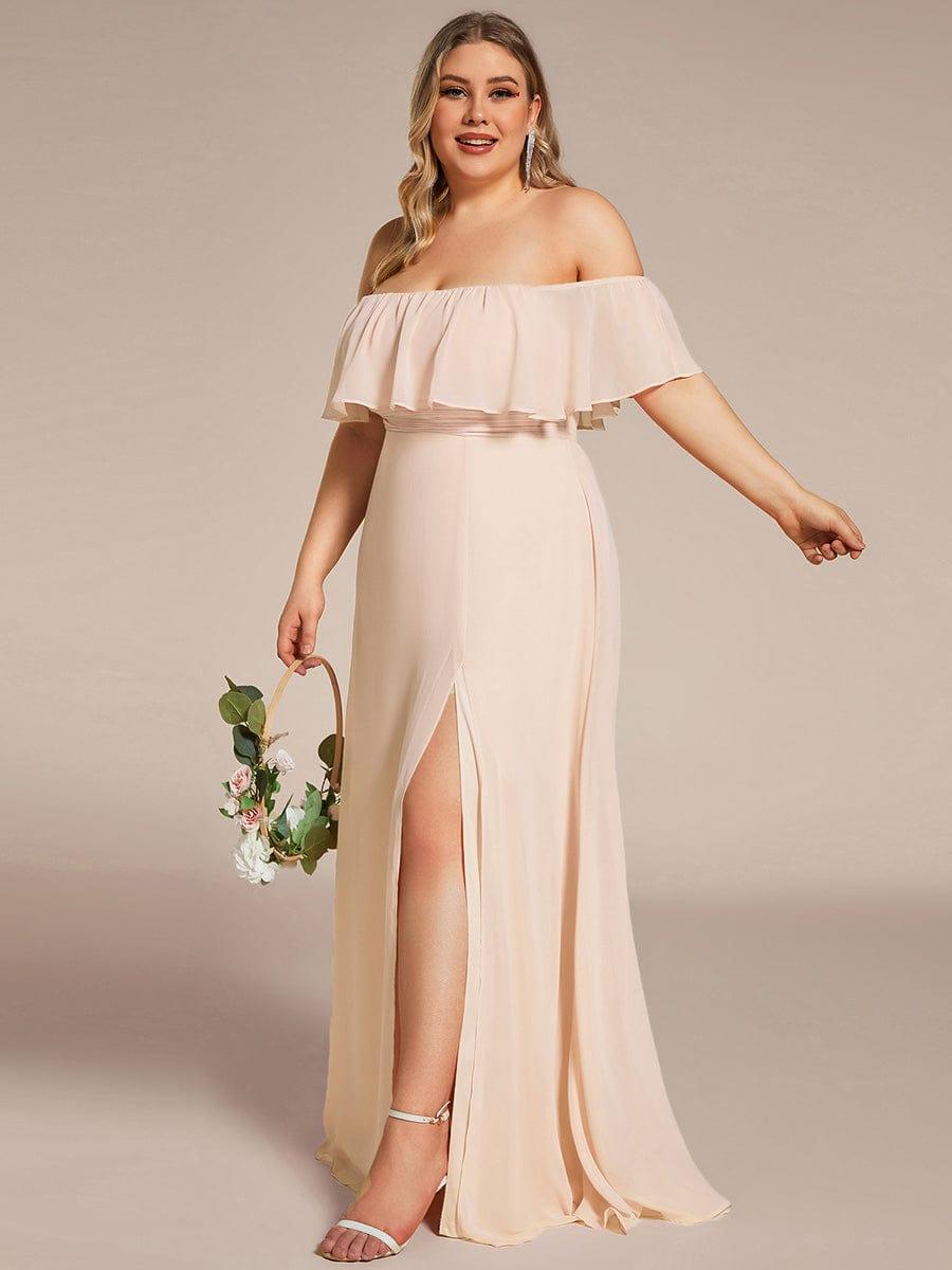 ÉMILE|Plus Size Off the Shoulder Formal Bridesmaid Dress with Thigh Split