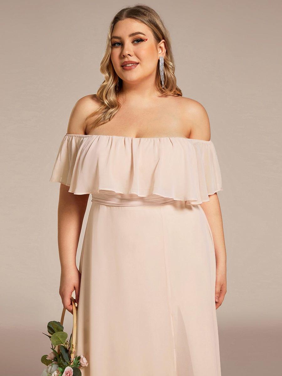 ÉMILE|Off the Shoulder Ruffle Bodice Long Flowy Chiffon Bridesmaid Dress