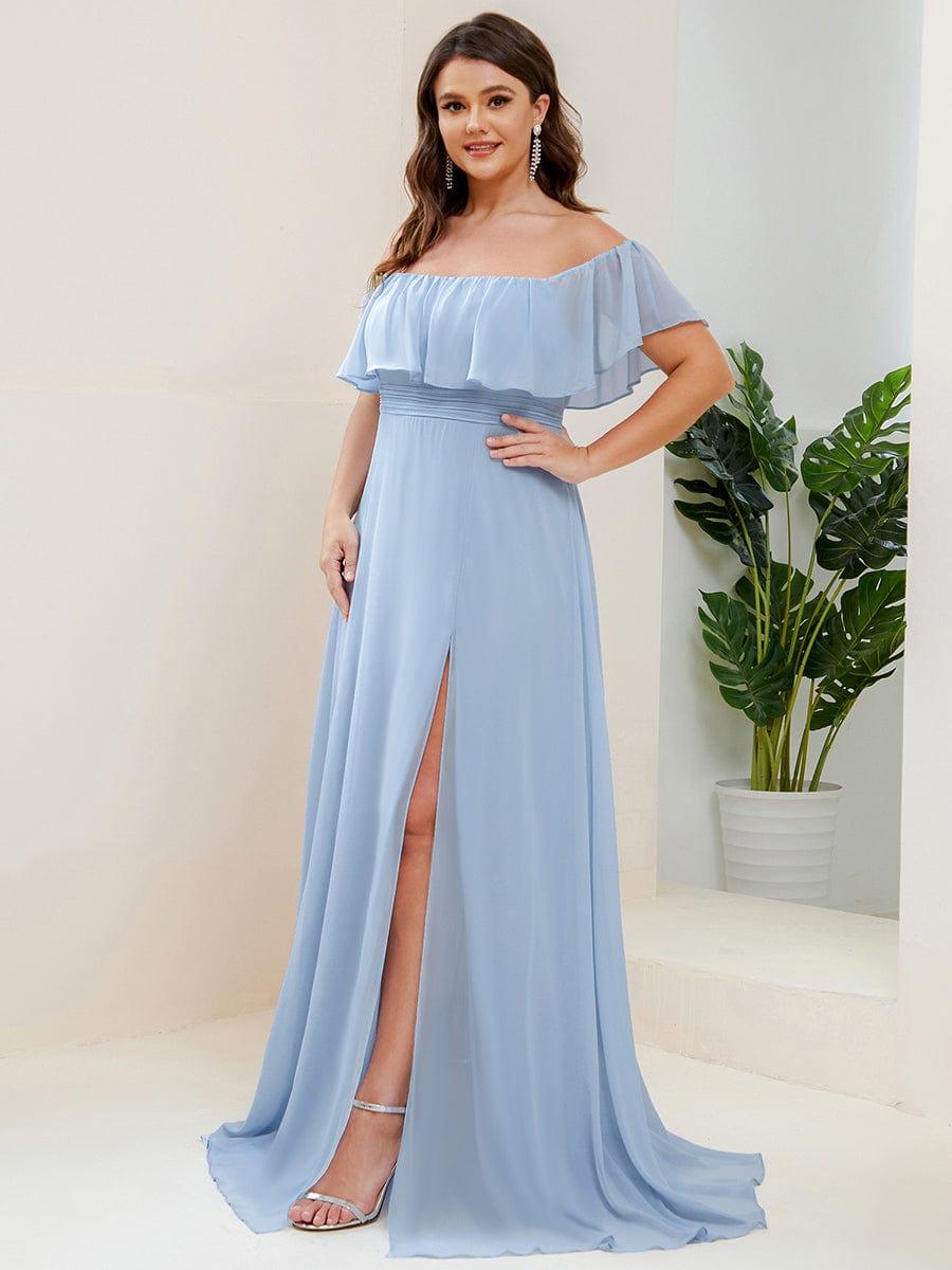 ÉMILE|Plus Size Off the Shoulder Formal Bridesmaid Dress with Thigh Split
