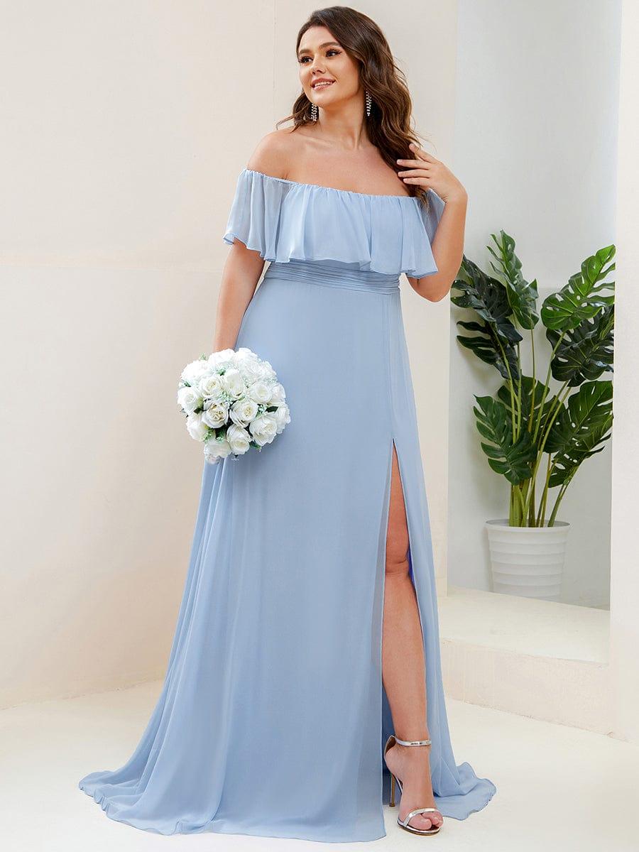 ÉMILE|Plus Size Off the Shoulder Formal Bridesmaid Dress with Thigh Split
