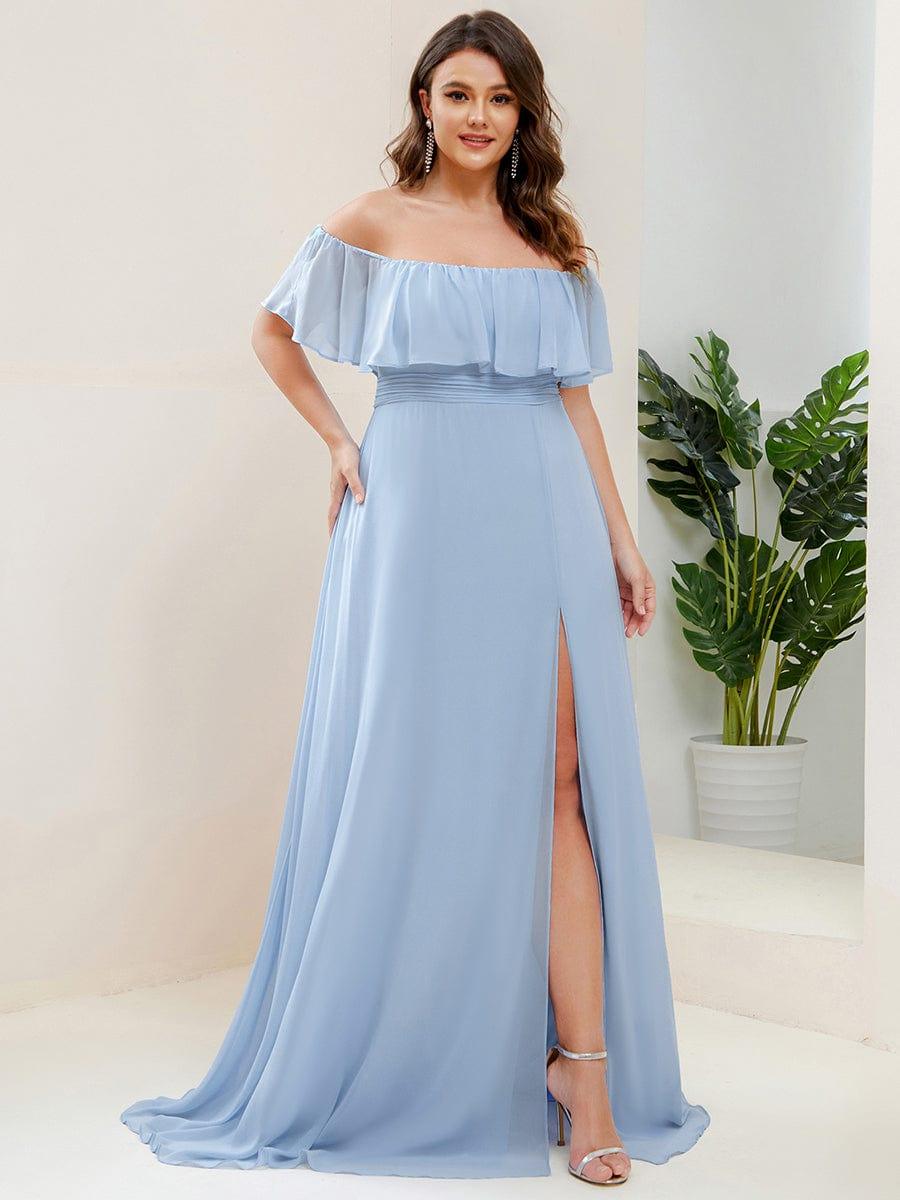 ÉMILE|Plus Size Off the Shoulder Formal Bridesmaid Dress with Thigh Split