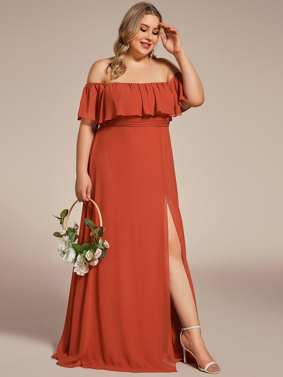 ÉMILE|Plus Size Off the Shoulder Formal Bridesmaid Dress with Thigh Split