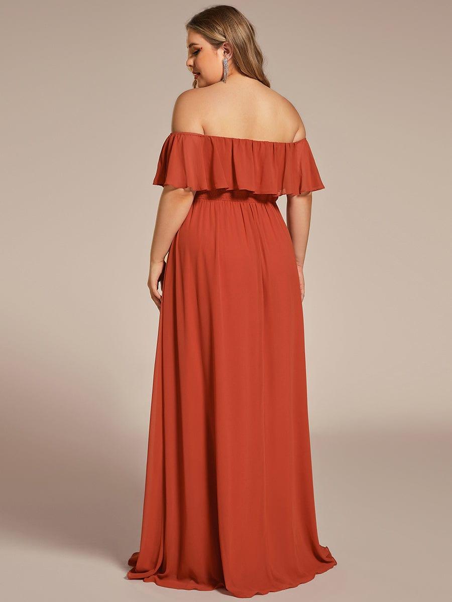 ÉMILE|Plus Size Off the Shoulder Formal Bridesmaid Dress with Thigh Split
