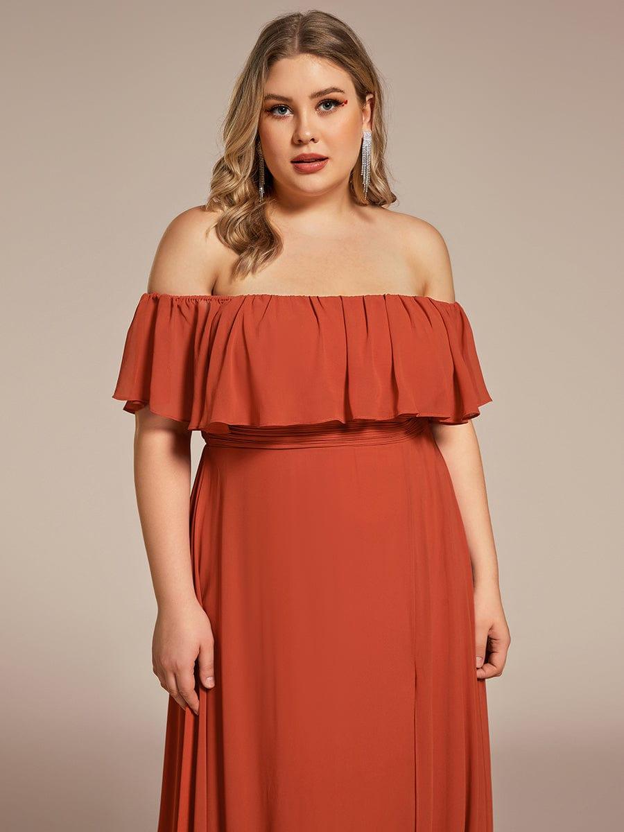 ÉMILE|Plus Size Off the Shoulder Formal Bridesmaid Dress with Thigh Split