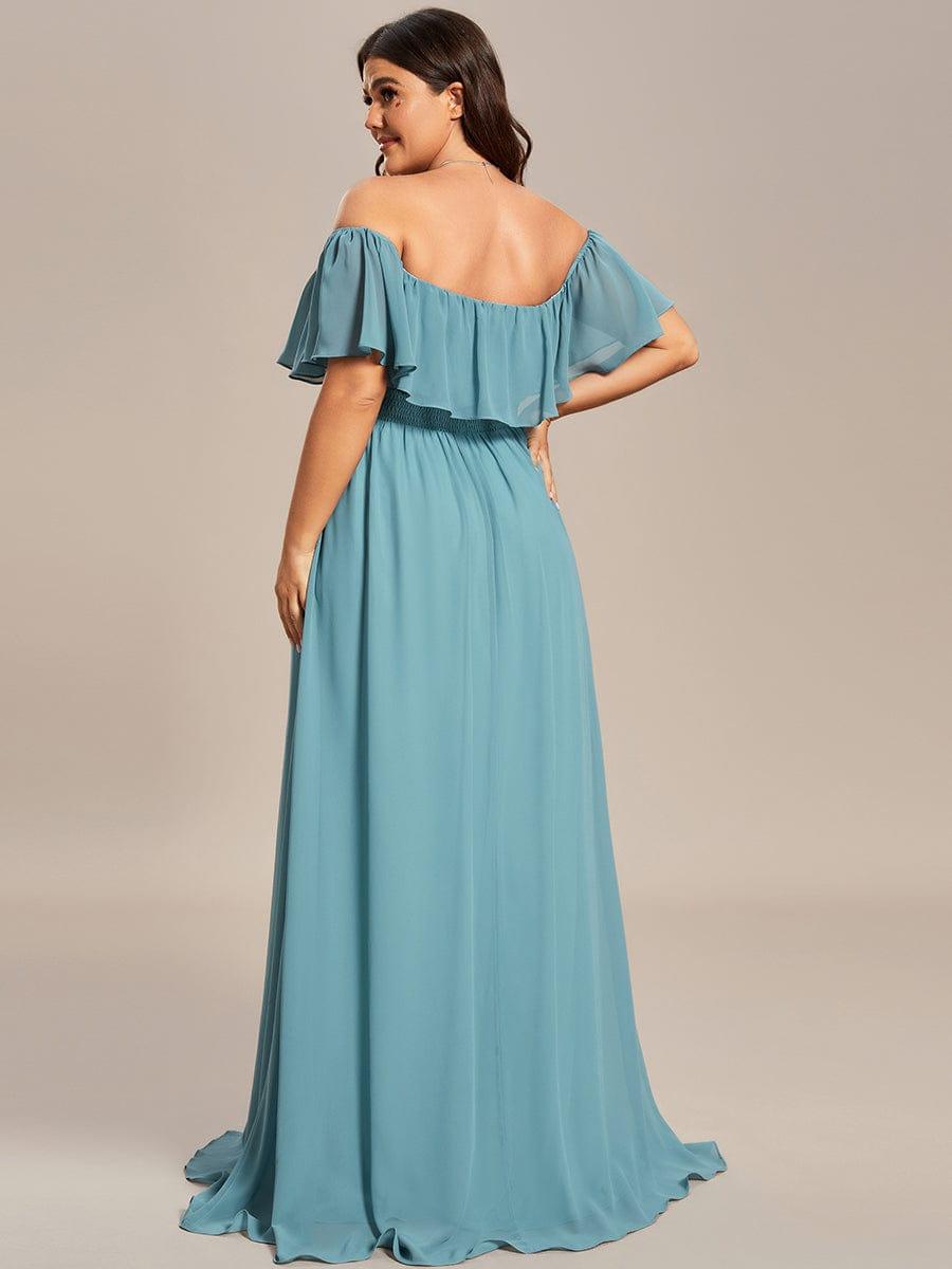 ÉMILE|Plus Size Off the Shoulder Formal Bridesmaid Dress with Thigh Split