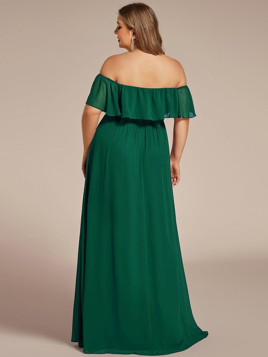 ÉMILE|Off the Shoulder Ruffle Bodice Long Flowy Chiffon Bridesmaid Dress
