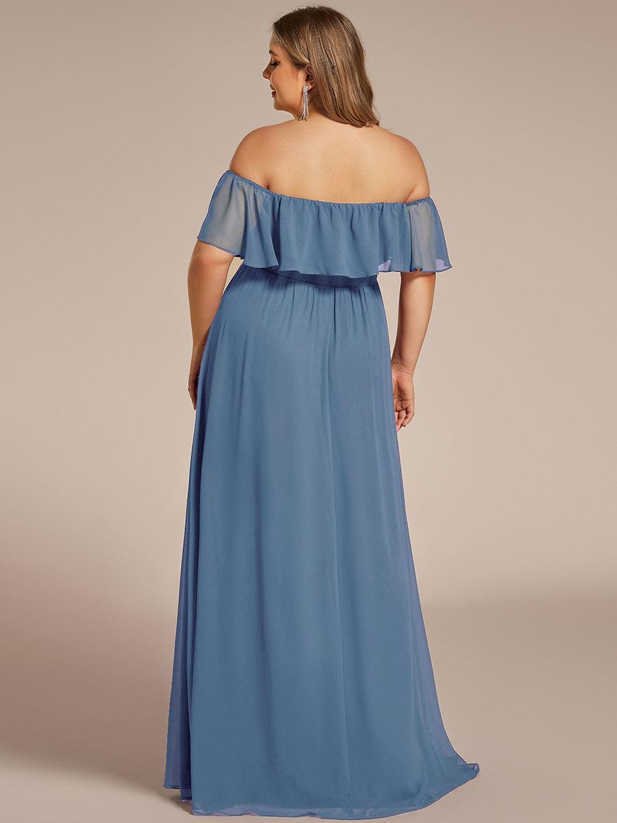 ÉMILE|Off the Shoulder Ruffle Bodice Long Flowy Chiffon Bridesmaid Dress
