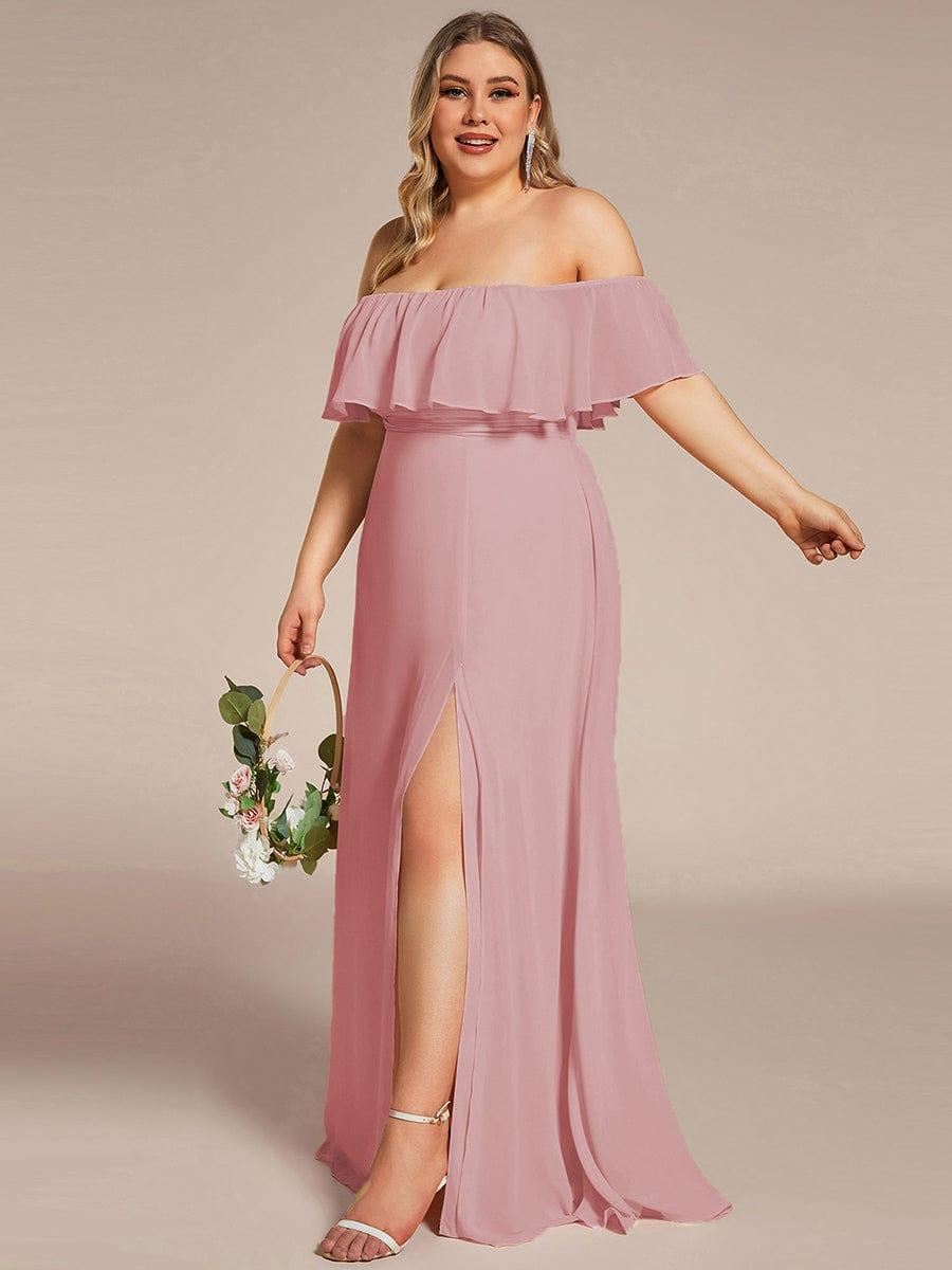 ÉMILE|Plus Size Off the Shoulder Formal Bridesmaid Dress with Thigh Split